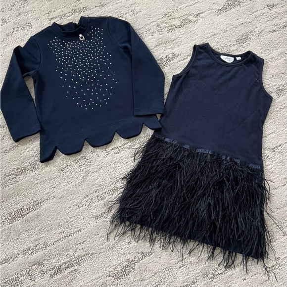 A Dee 2 piece dress set, crystal embellished top, feather skirt. Size 4 - Picture 6 of 6